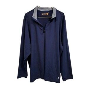 Cremieux Performance 38 Mens Zip Pullover Long Sleeve Shirt Jacket 2XL Dark Blue